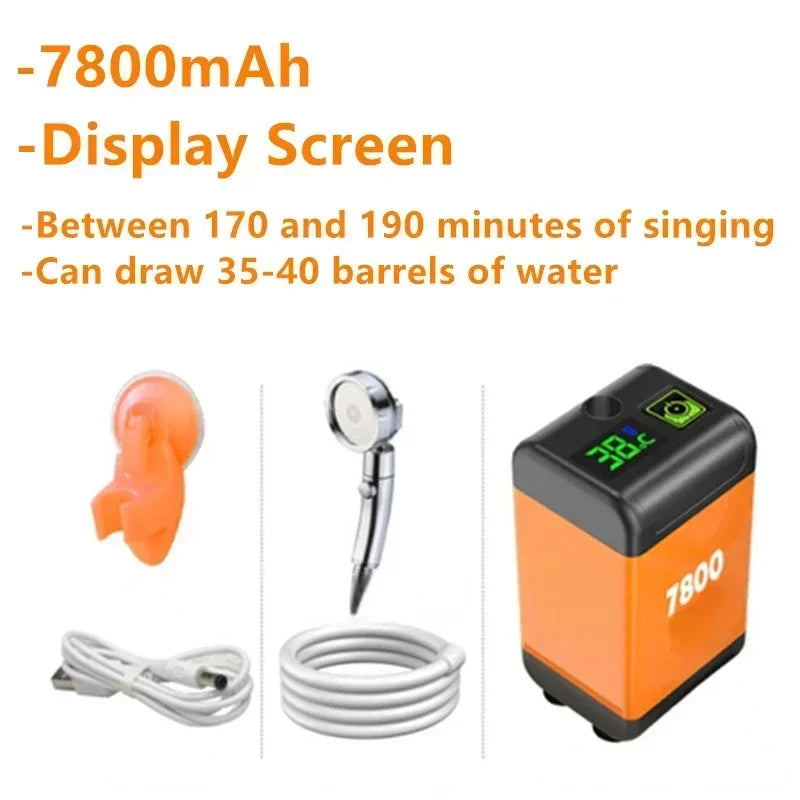 Portable Camping Shower Pump β Electric Outdoor Shower with Digital Display & IPX7 Waterproof