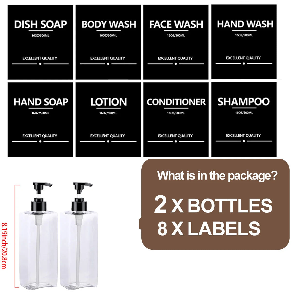 Soap Dispenser β 500ml Refillable Bottle with Labels