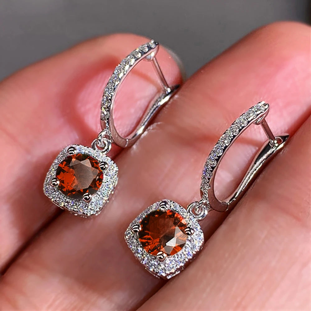 Huitan Square Drop Earrings β Elegant Bridal Dangle Jewelry