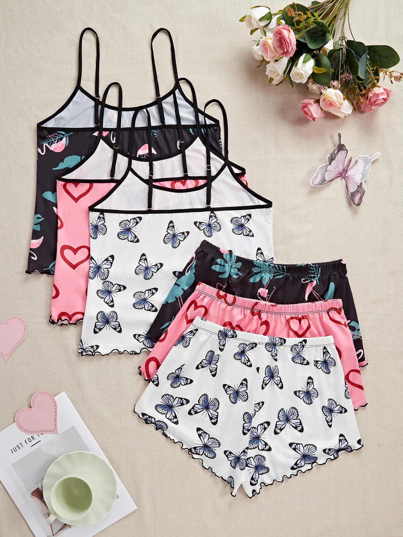ButterSoft β Butterfly Print Cami & Shorts Pajama Set