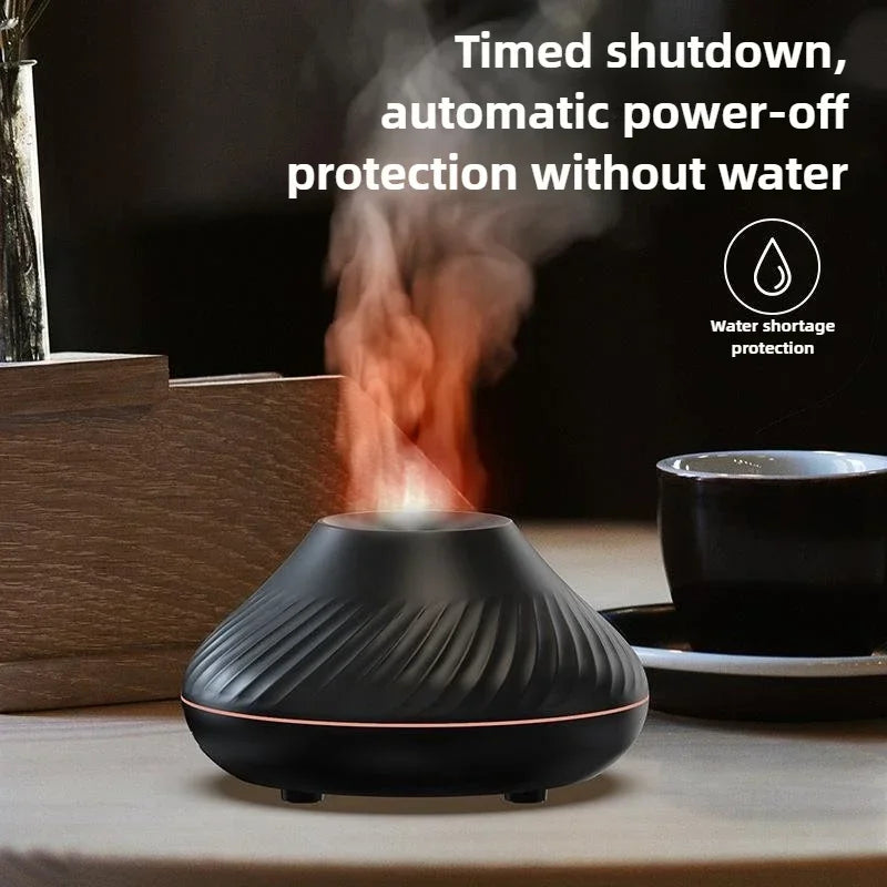 Volcanic Flame Aroma Diffuser β 130ml USB Essential Oil Humidifier with Color Flame Night Light