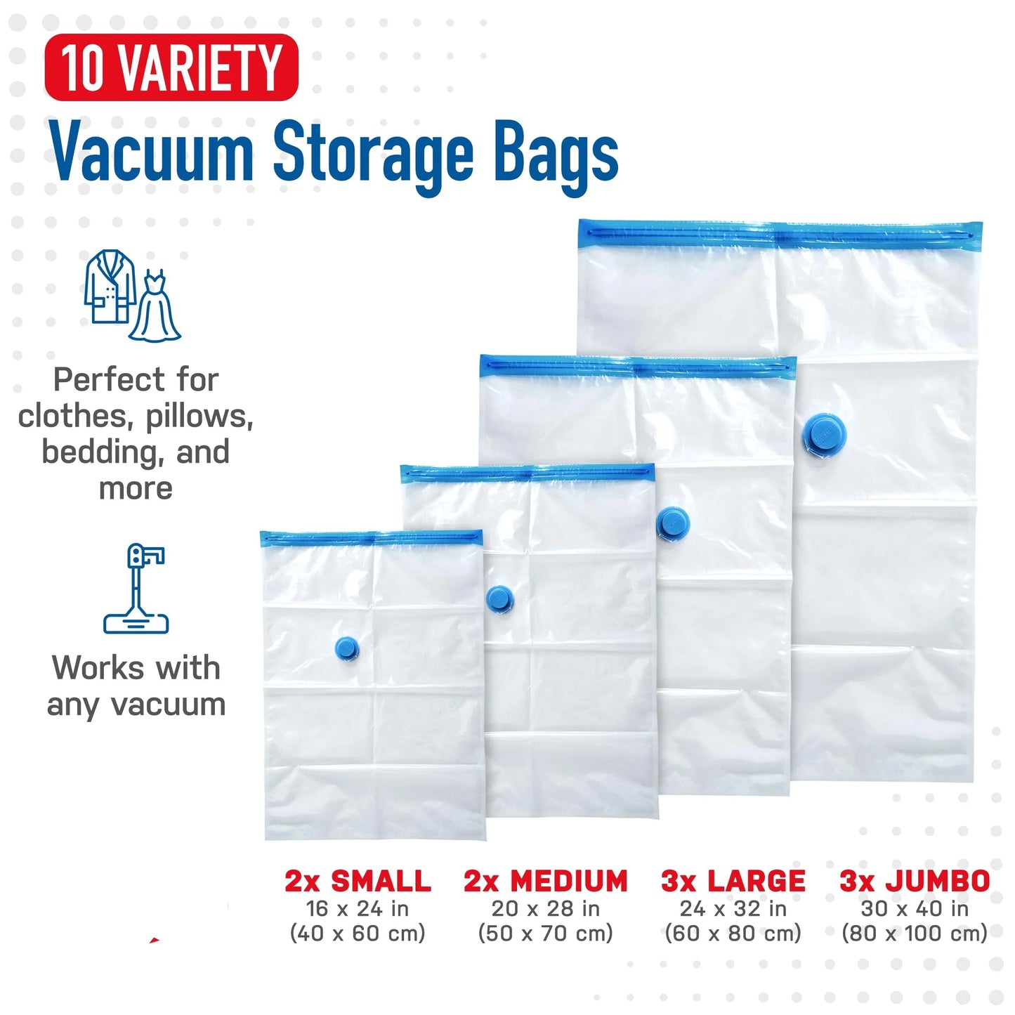 Vacuum Storage Bags for Clothes & Bedding β Space-Saving Organizer (Pump Not Included)