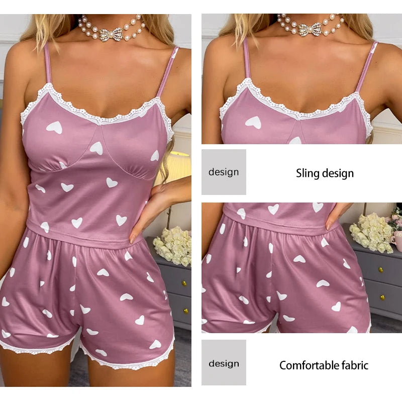 DreamPetal – Lace Print Pajama Set