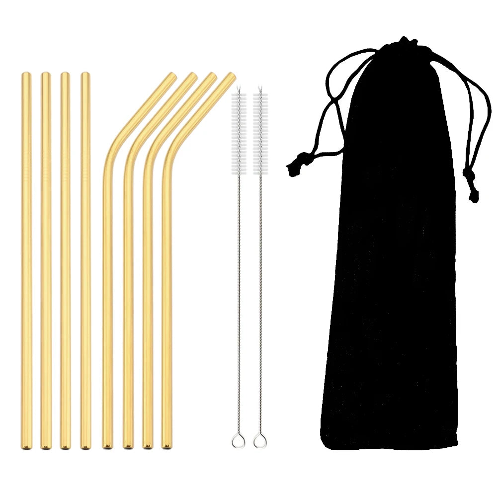 Metal Straws β Reusable 304 Stainless Steel Set with Brush