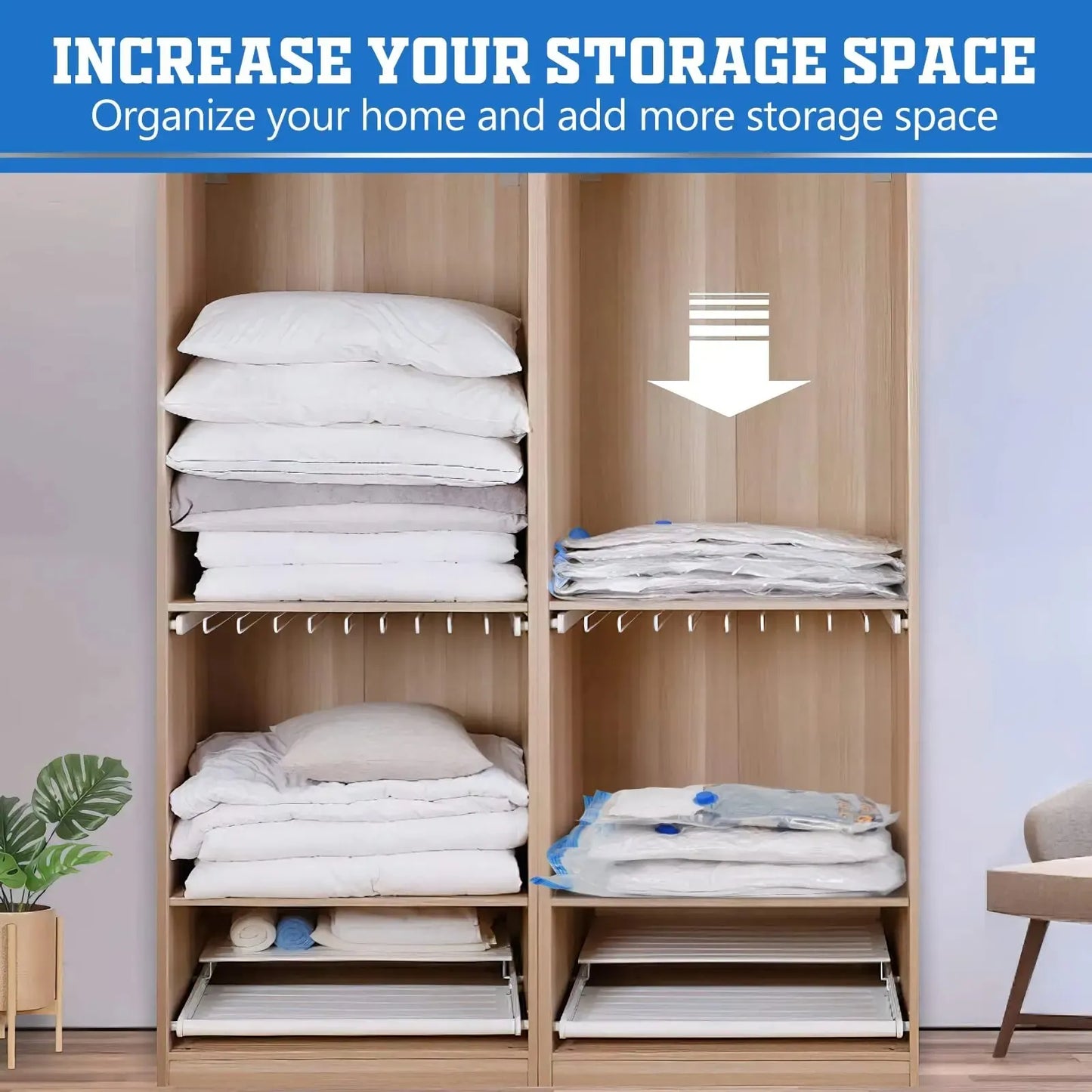 Vacuum Storage Bags for Clothes & Bedding β Space-Saving Organizer (Pump Not Included)