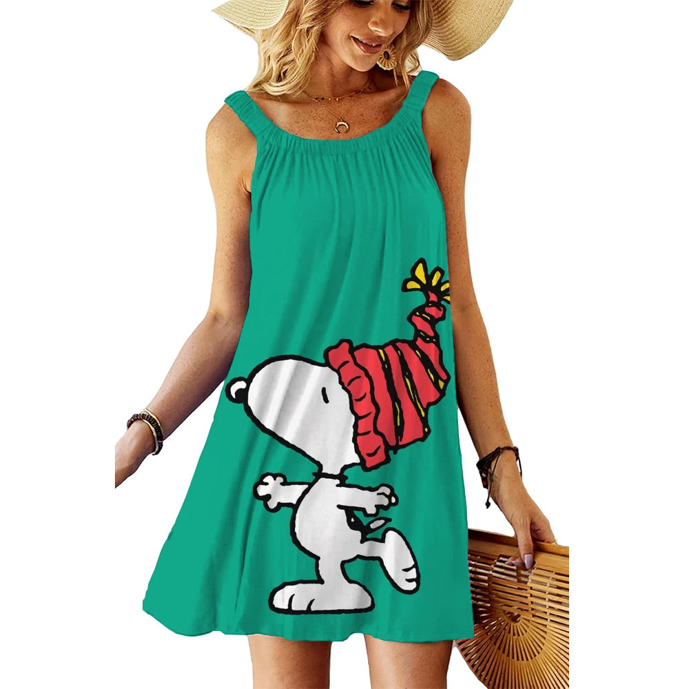 SnoopyVibe – Summer Cartoon Dress