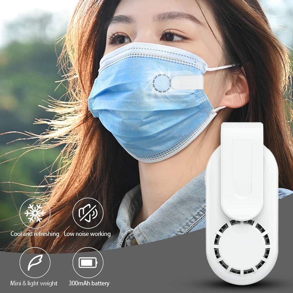 Rechargeable USB Clip-On Mask Fan β Mini Wearable Cooling Fan for Face Masks (85mAh)