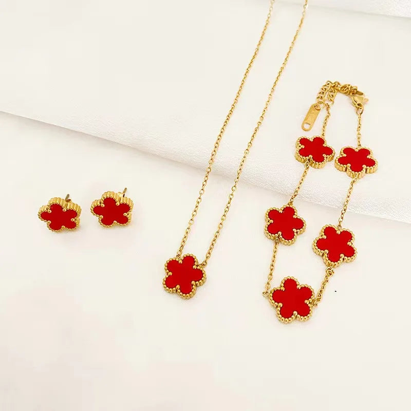 BlossomSteel – 3PCS Plum Flower Jewelry Set