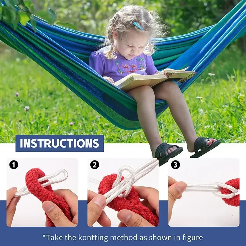 WESTTUNE Outdoor Canvas Hammock β 200kg Load Swing with Tree Ropes