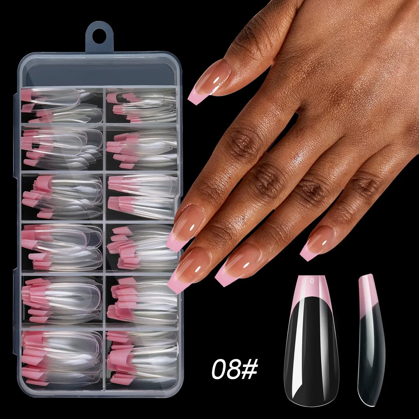 NailMuse β 120PCS Multicolor French Press-On Nails Set (Square & Almond Tips)
