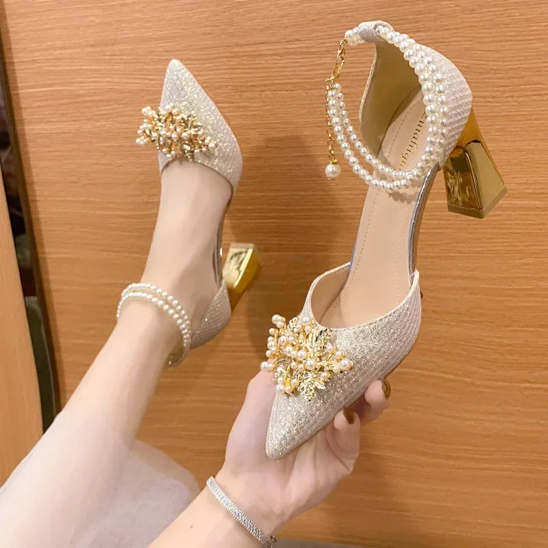 MetalBead 2025 β Pointed High Heel Pumps