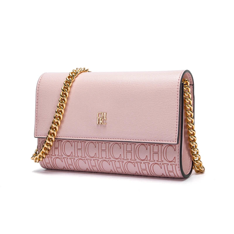 CHCH Women’s Magnetic Chain Shoulder Bag – Small Square Crossbody Wallet (Brown)