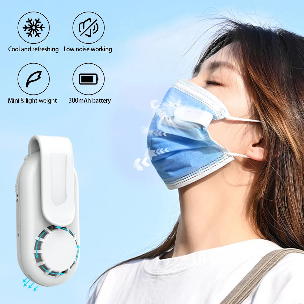 Rechargeable USB Clip-On Mask Fan β Mini Wearable Cooling Fan for Face Masks (85mAh)