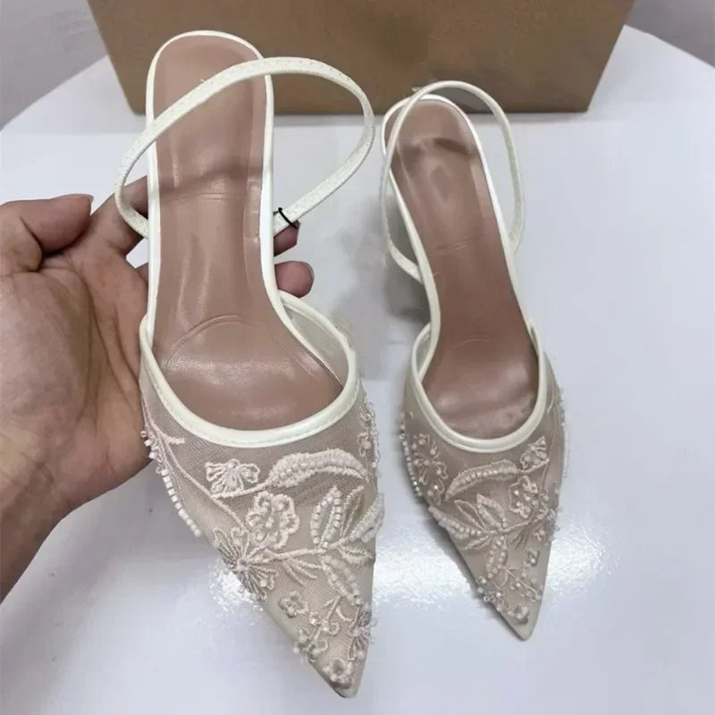 MeshMuse β Printed Stiletto Pointed Mules