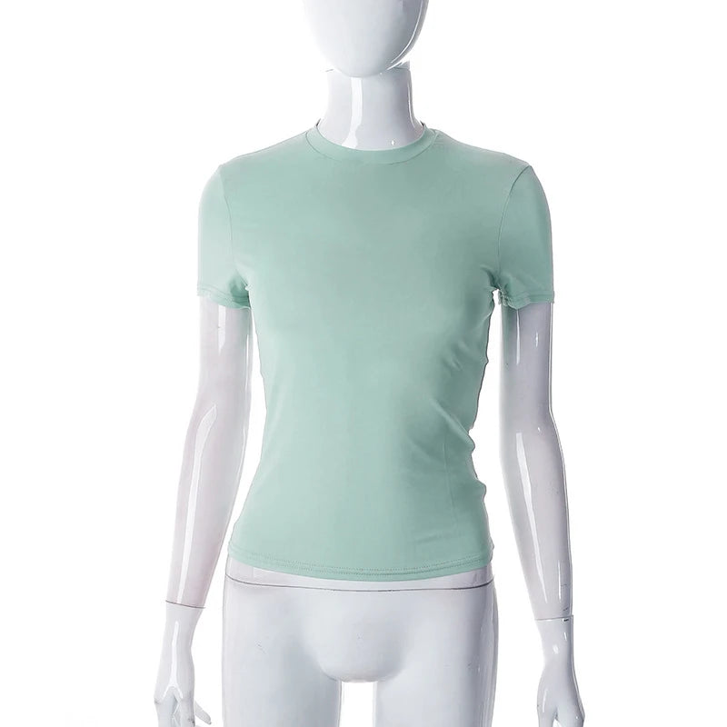 Essential Soft Crop Tee β Casual Solid Short Sleeve T-Shirt for Women