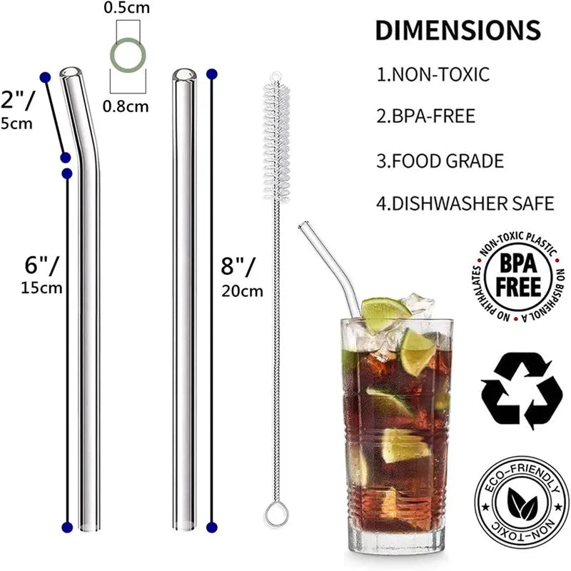 Glass Straws β Reusable Eco-Friendly Set with Cleaning Brush