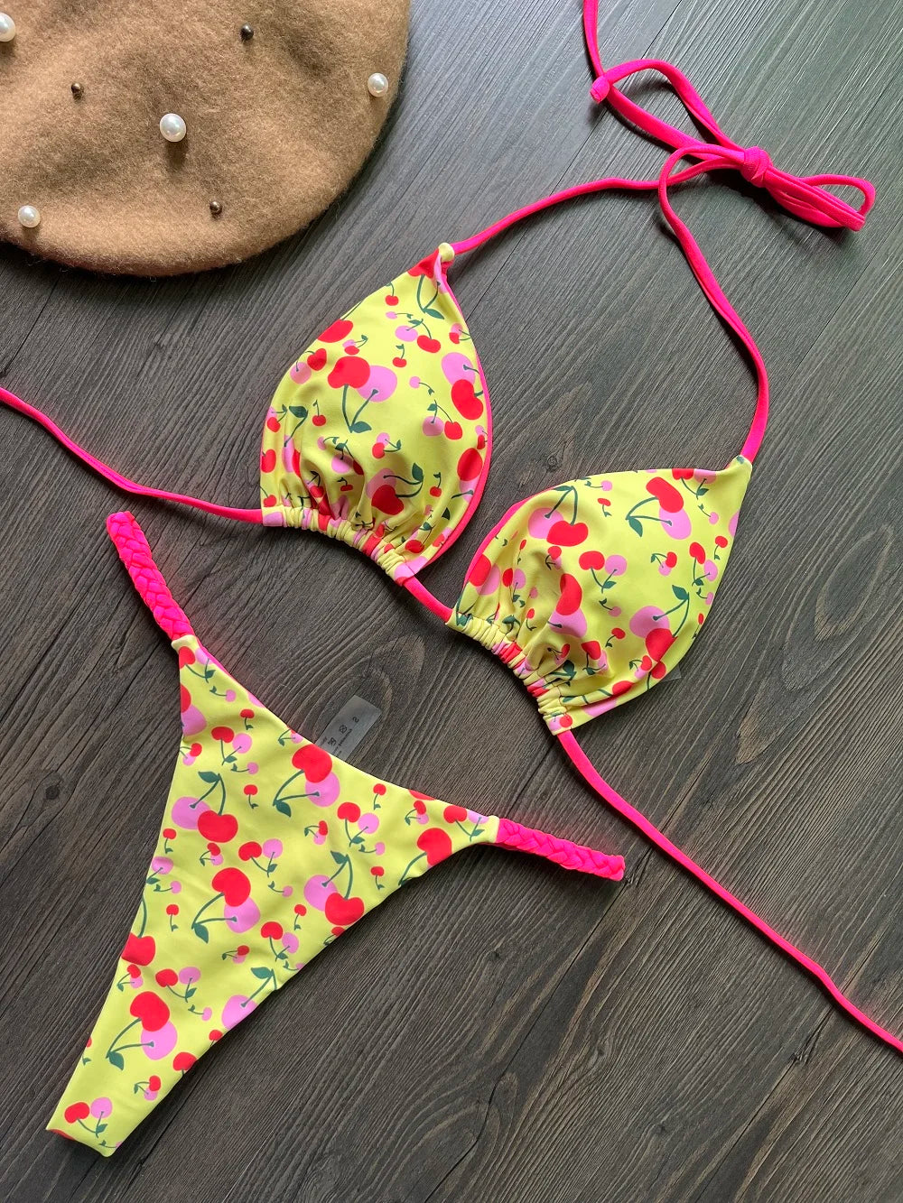 ZebraGlow β High Waist Brazilian Thong Bikini Set