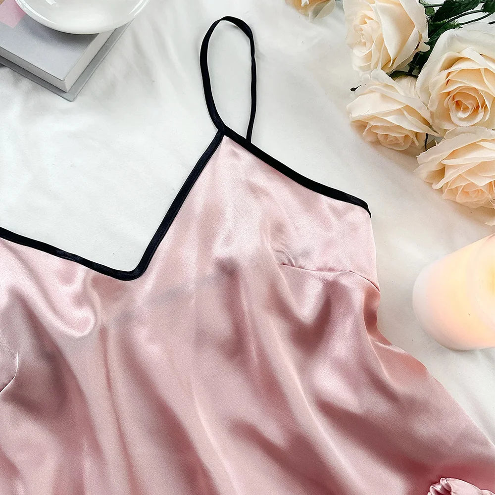 SatinEase β Women's Ruffle Satin Pajama Set