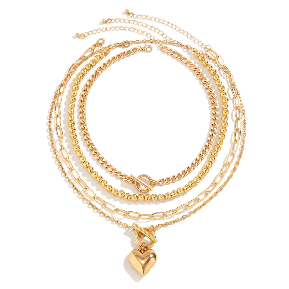 Golden Edge β 4PCS Y2K Heart Pendant Necklace Set