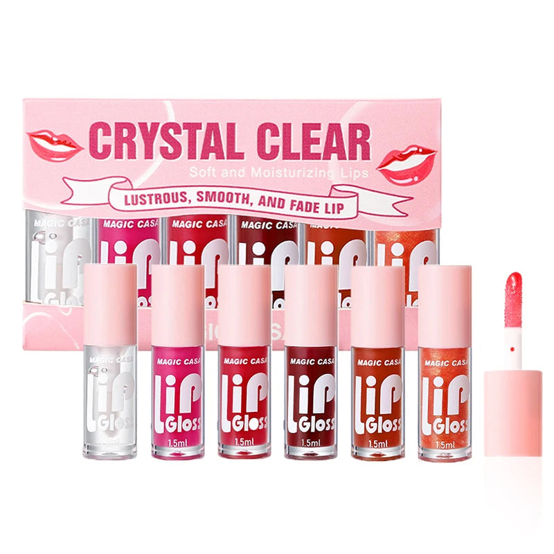 MAGIC CASA 6-Piece Water-Gloss Jelly Lip Oil Set β Plumping & Hydrating