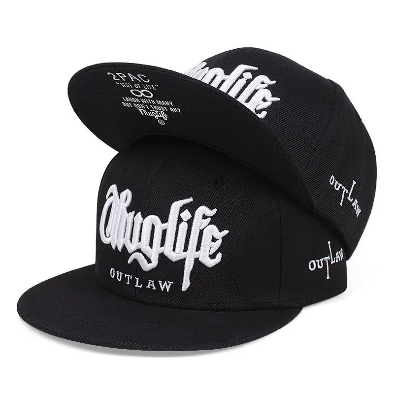 Thug Life Embroidered Snapback Cap β Adjustable Hip-Hop Baseball Hat for Adults