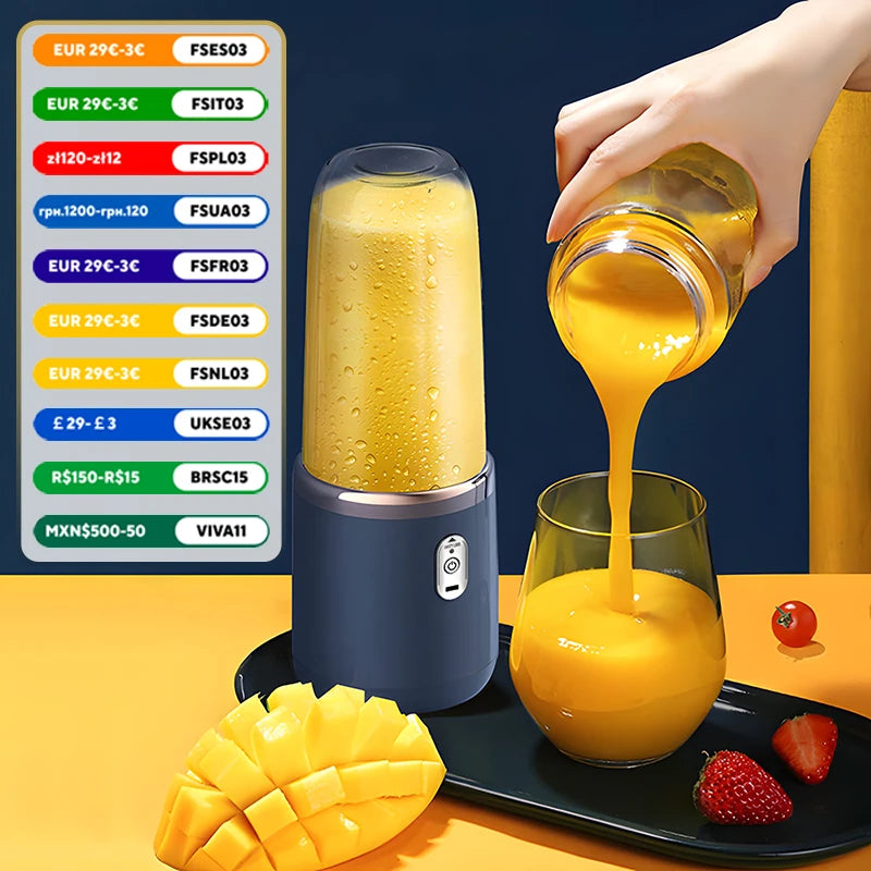 Double Cup USB Portable Juicer β Multifunction Fruit Blender & Milkshake Maker