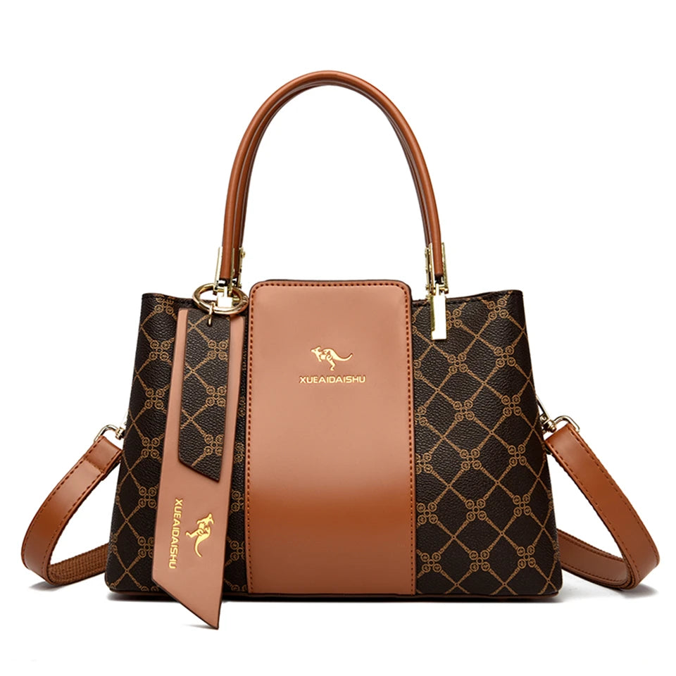 SoftLuxe β Printed Leather Large-Capacity Shoulder Bag