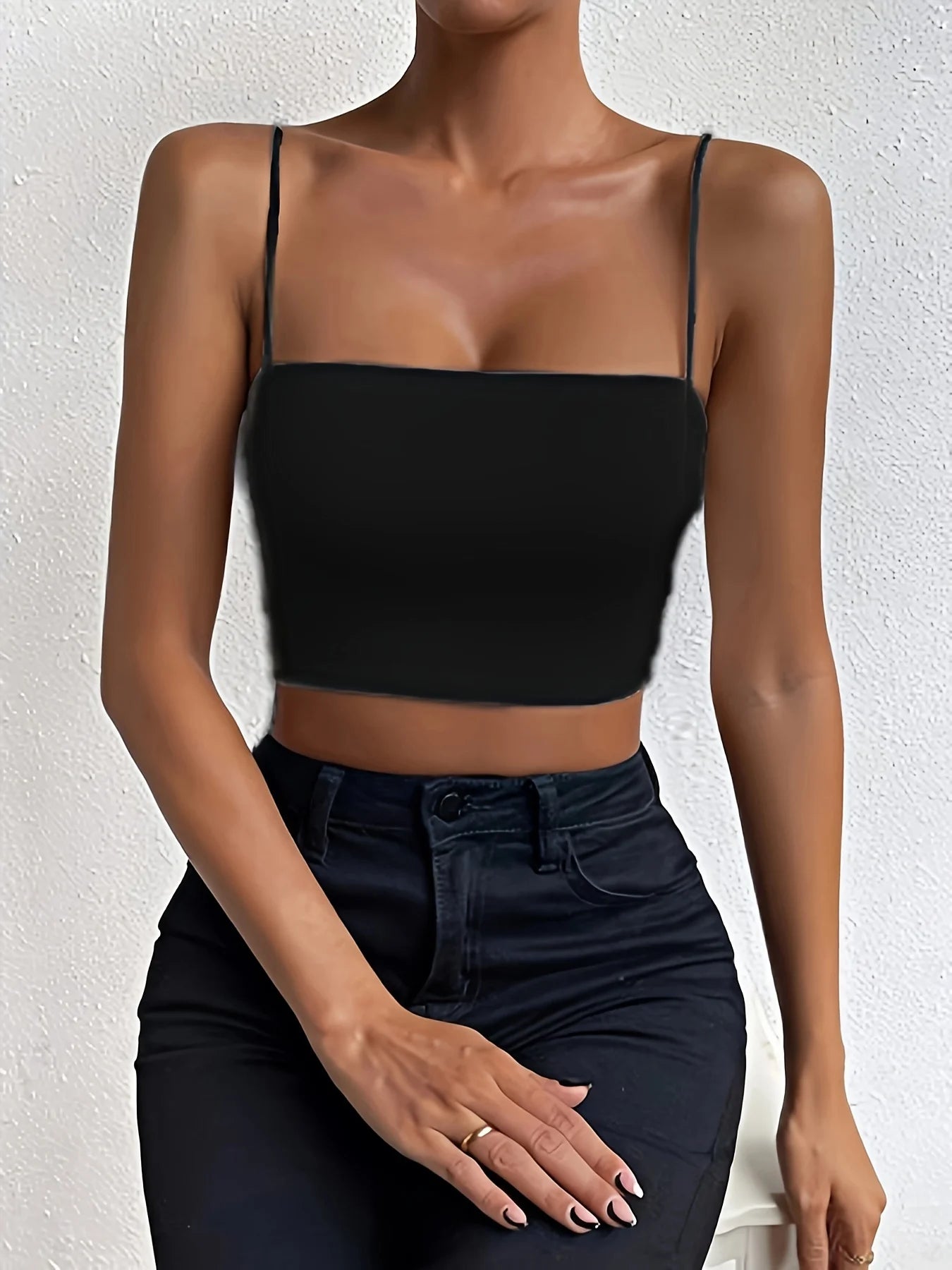 BareMuse – Solid Spaghetti Strap Cami Crop