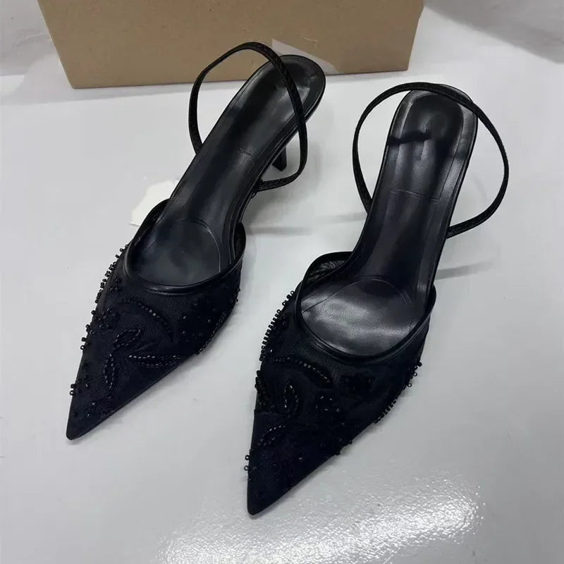 MeshMuse β Printed Stiletto Pointed Mules