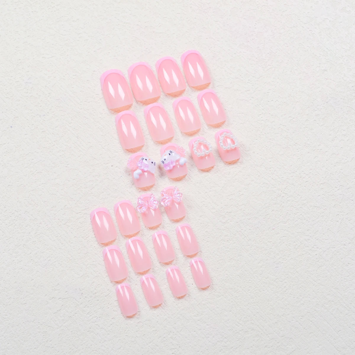 KittyBloom β 24PCS Cute French Pink Press-On Nail Set