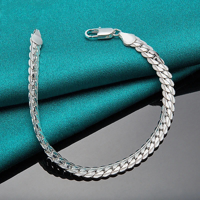SilverLink β 925 Silver Flat Chain Bracelet (Unisex)