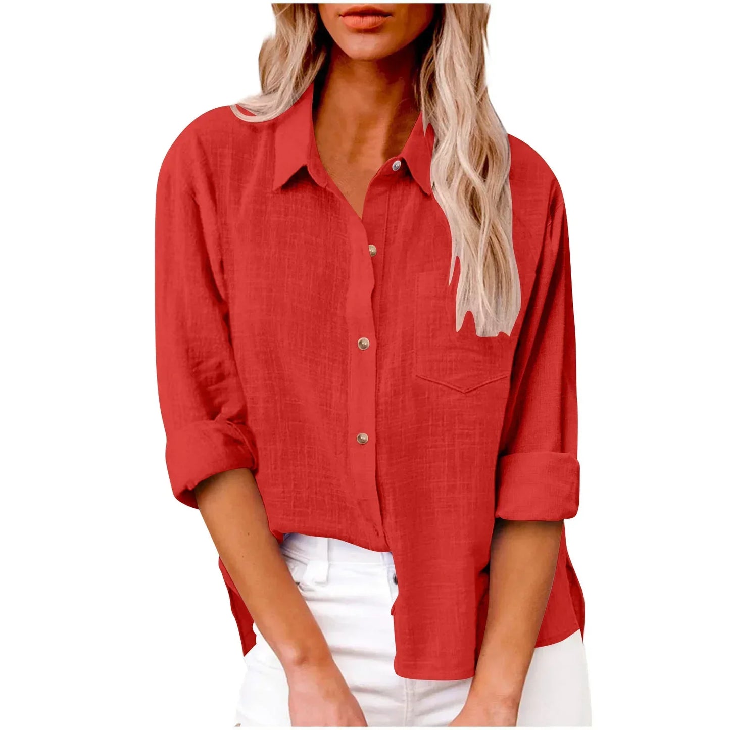 LinoChic β Cotton Linen Long Sleeve Shirt for Women