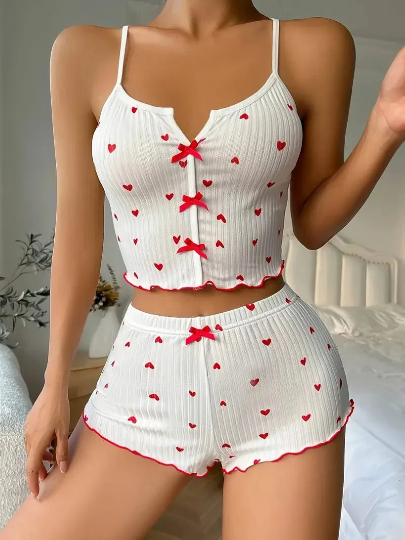 HeartSnug β Women's Ribbed Pajama Cami & Shorts Set