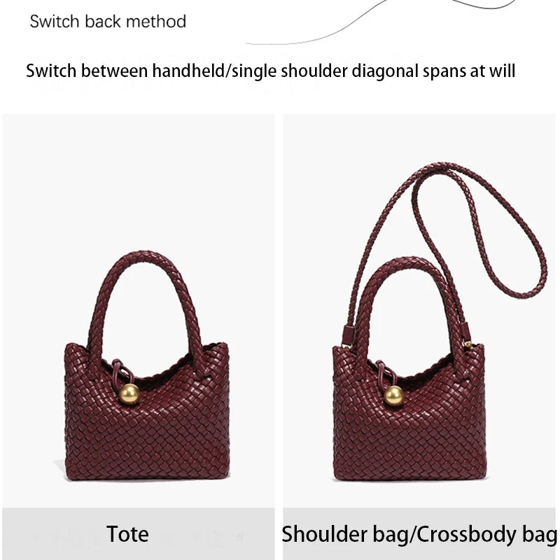 WeaveCharm β Vegan Leather Woven Crossbody Tote Bag