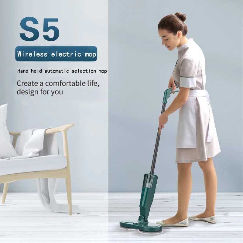 Electric Spin Mop Cleaner – 360° Rotating Wet & Dry Floor Mop with Squeeze Function