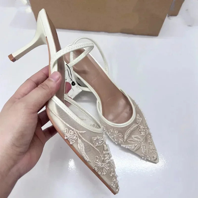 MeshMuse β Printed Stiletto Pointed Mules