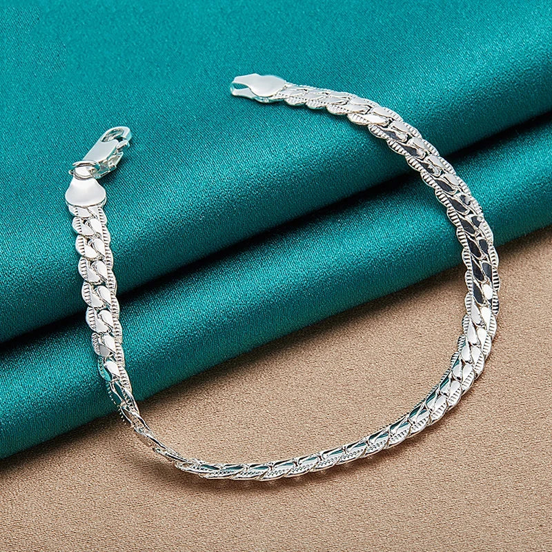 SilverLink β 925 Silver Flat Chain Bracelet (Unisex)