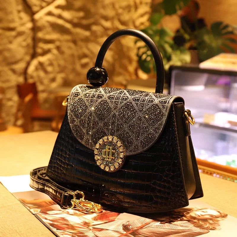 GlimmerSaddle β 2025 Luxury Diamond Leather Crossbody Bag