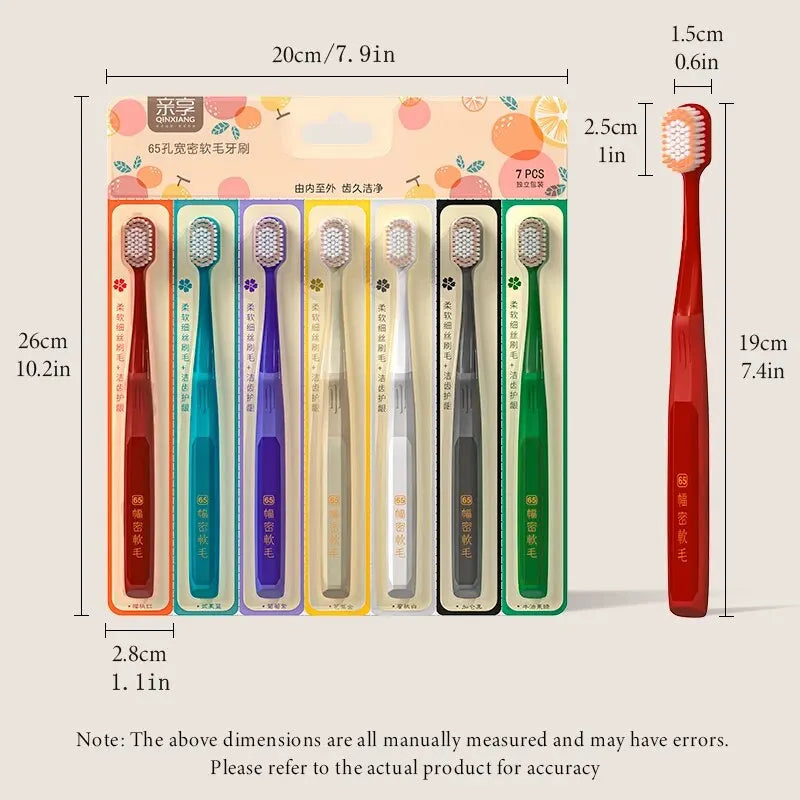 Toothbrush Set β 7pcs Soft Bristle Manual Toothbrushes (Detachable Head)