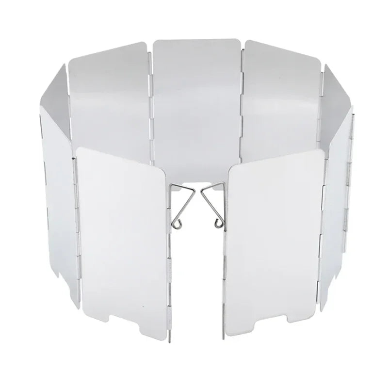 9-Plate Foldable Camping Stove Windshield β Aluminum Alloy Windproof Screen
