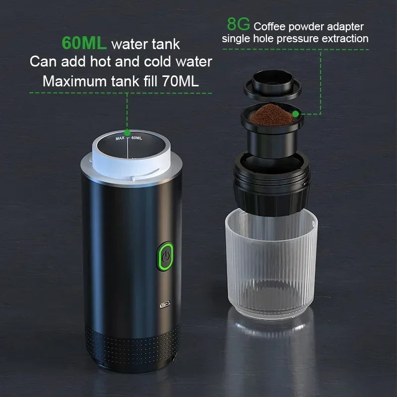 Wireless Portable Espresso Maker β 3-in-1 Travel Coffee Machine for Car, Home & Camping