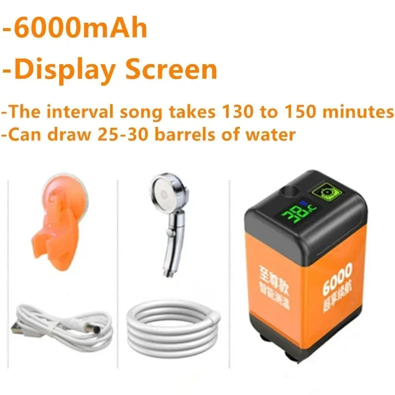 Portable Camping Shower Pump β Electric Outdoor Shower with Digital Display & IPX7 Waterproof