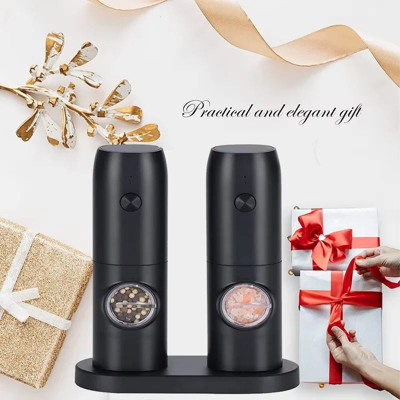 Electric Salt & Pepper Grinder Set β Rechargeable with LED Light & Adjustable Coarseness