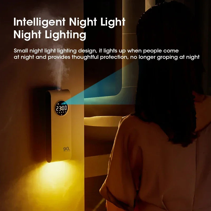 Wireless Wall-Mounted Aroma Diffuser β Automatic Fragrance Sprayer with Night Light & Air Purifier