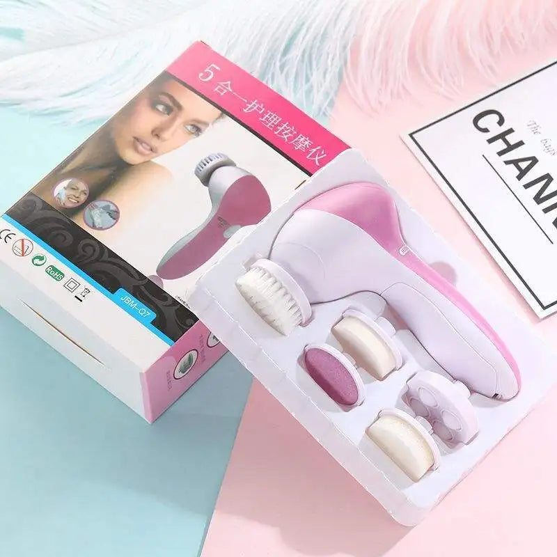 5-in-1 Electric Facial Cleansing Brush β Deep Clean, Exfoliate & Massage Skin Care Tool