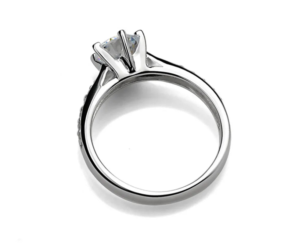 LuxeClaw β 925 Sterling Silver Six-Claw Diamond Ring