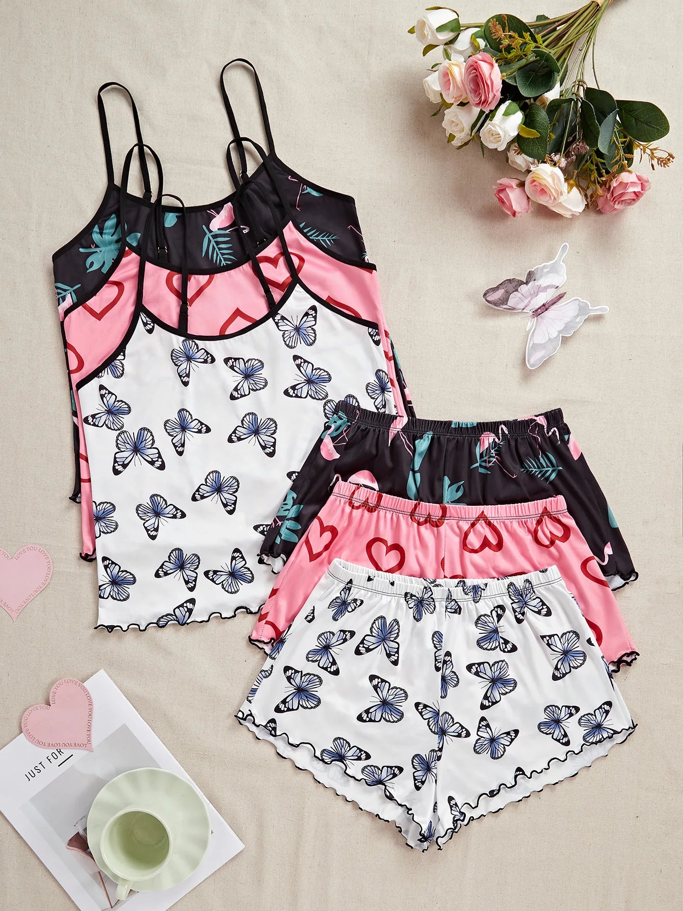 ButterSoft β Butterfly Print Cami & Shorts Pajama Set