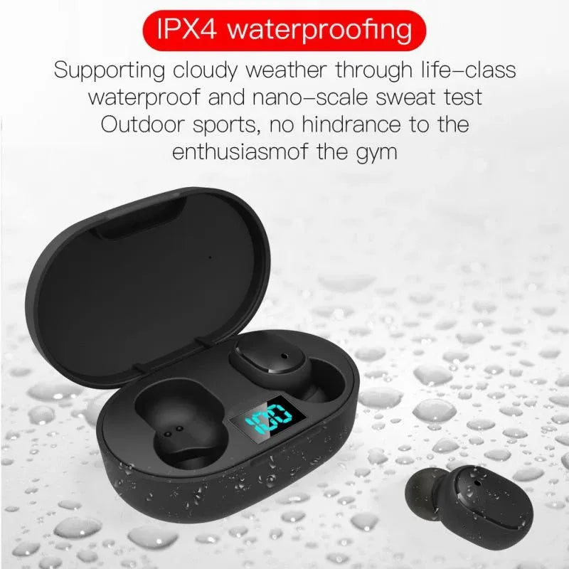 E6S TWS Bluetooth Earbuds β Waterproof Noise-Cancelling LED Wireless Headset with Mic