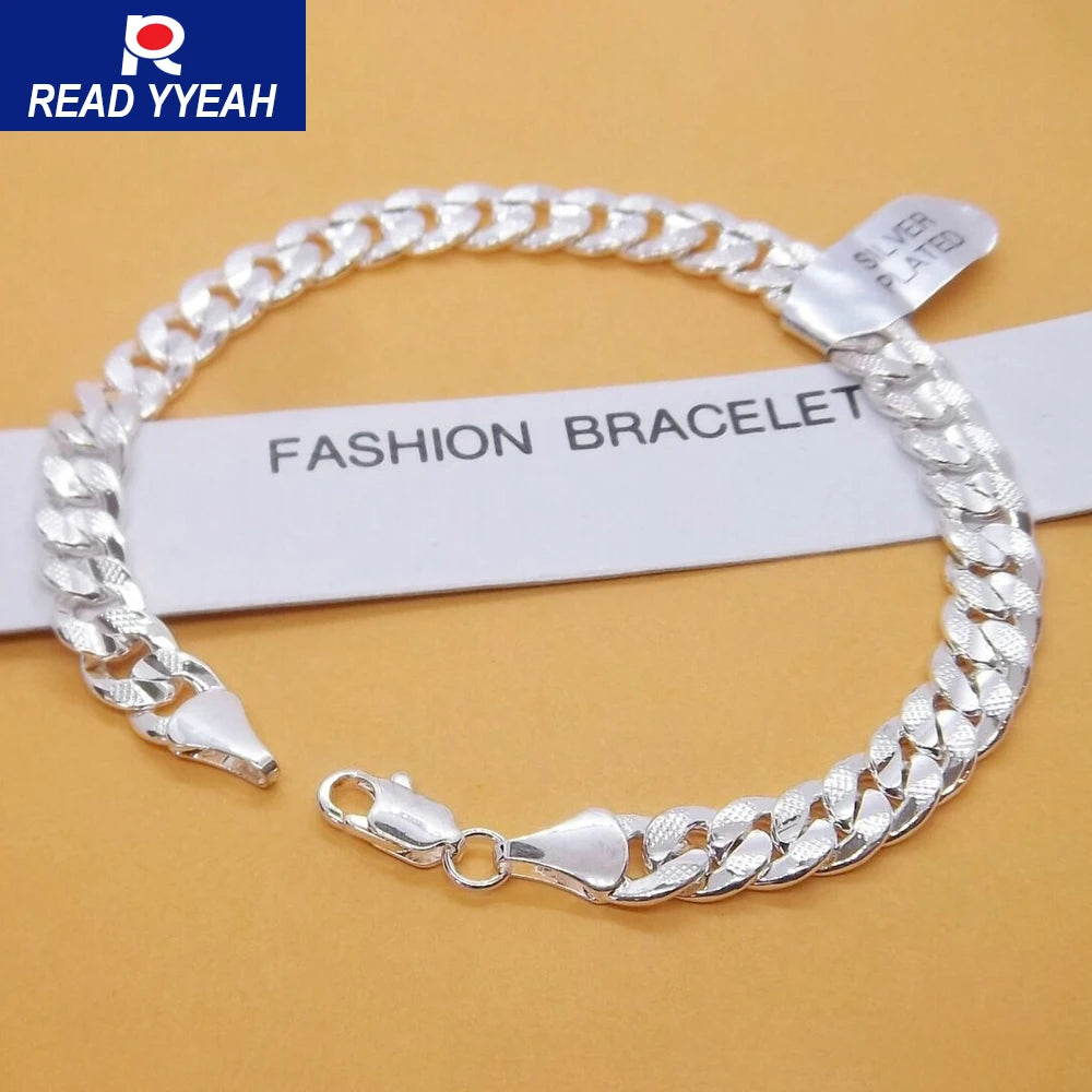 SilverLink β 925 Silver Flat Chain Bracelet (Unisex)