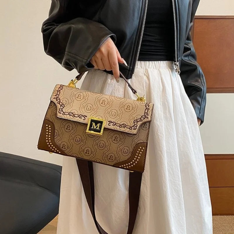 RetroBloom β Wide Strap PU Leather Crossbody Bag